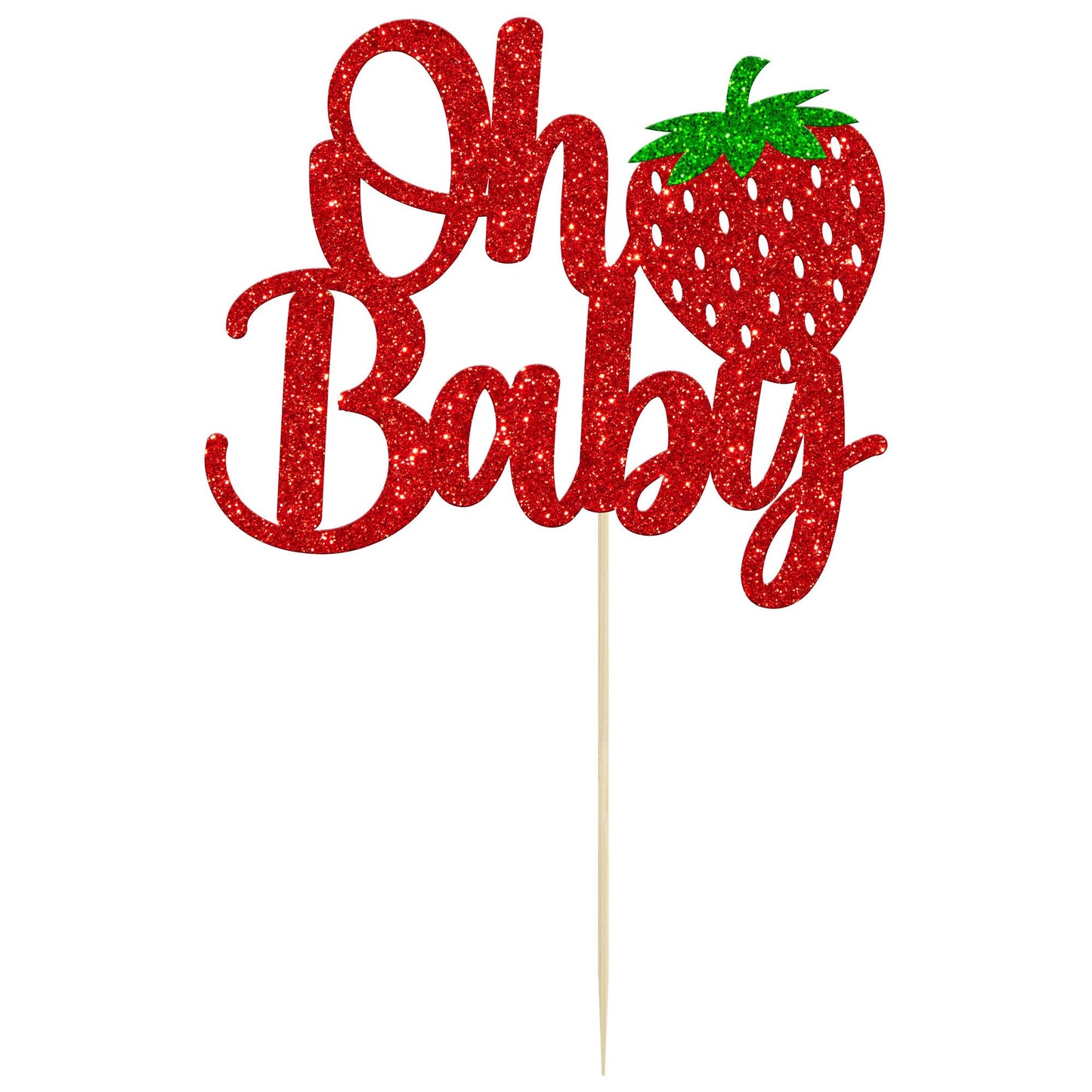 1 Pack Sweet Oh Baby Cake Topper Glitter Oh Baby Strawberry Cake Pick Fruit Berry Cake Decoration For Summer Strawberry Baby Sho