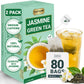 LeafLea 80 Jasmine Green Tea Bags, Green Tea with Natural Jasmine Aroma, Light Focus & Daily Balance, Delicate Floral and Smooth