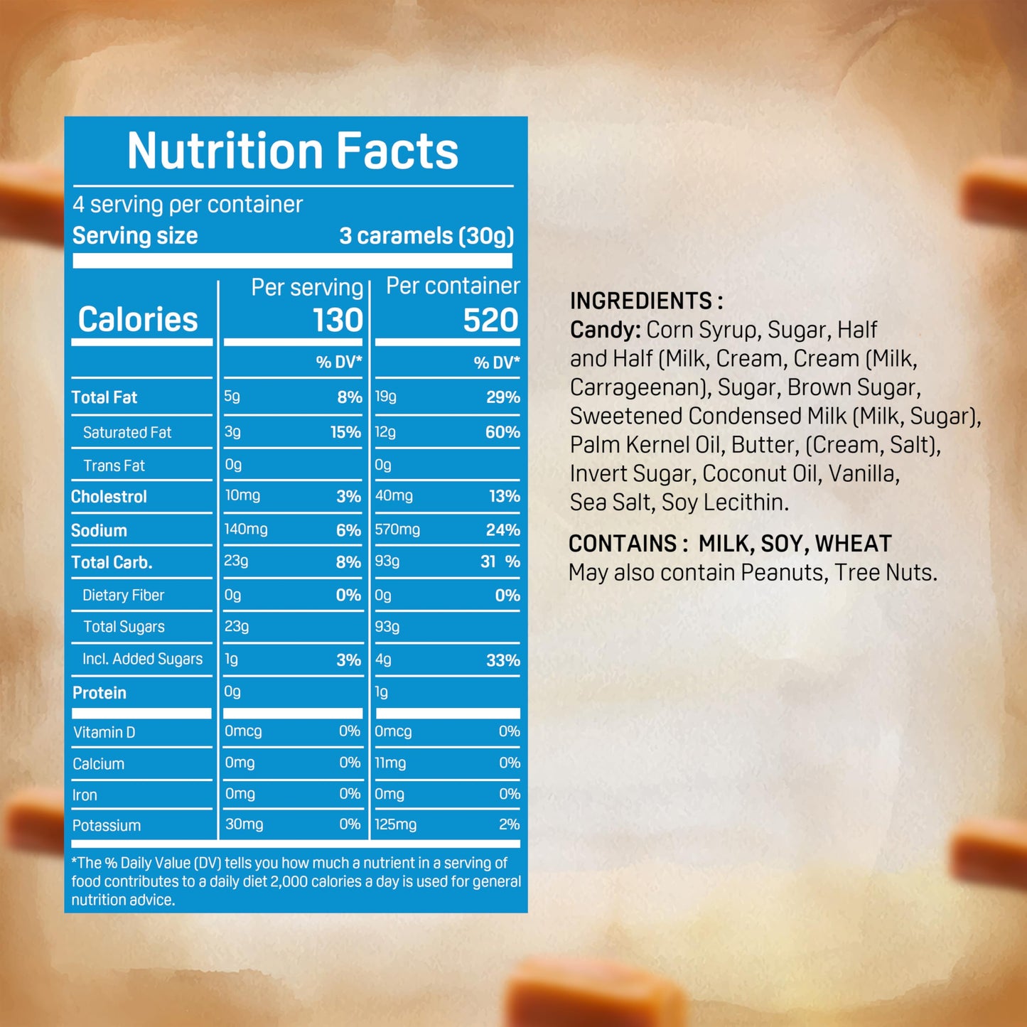 Everton Toffee Butter Toffee Caramels, Sea Salt Flavor (4 oz. bag, 6-pack). Gourmet, Artisan Soft and Creamy Toffee Caramels, Sm