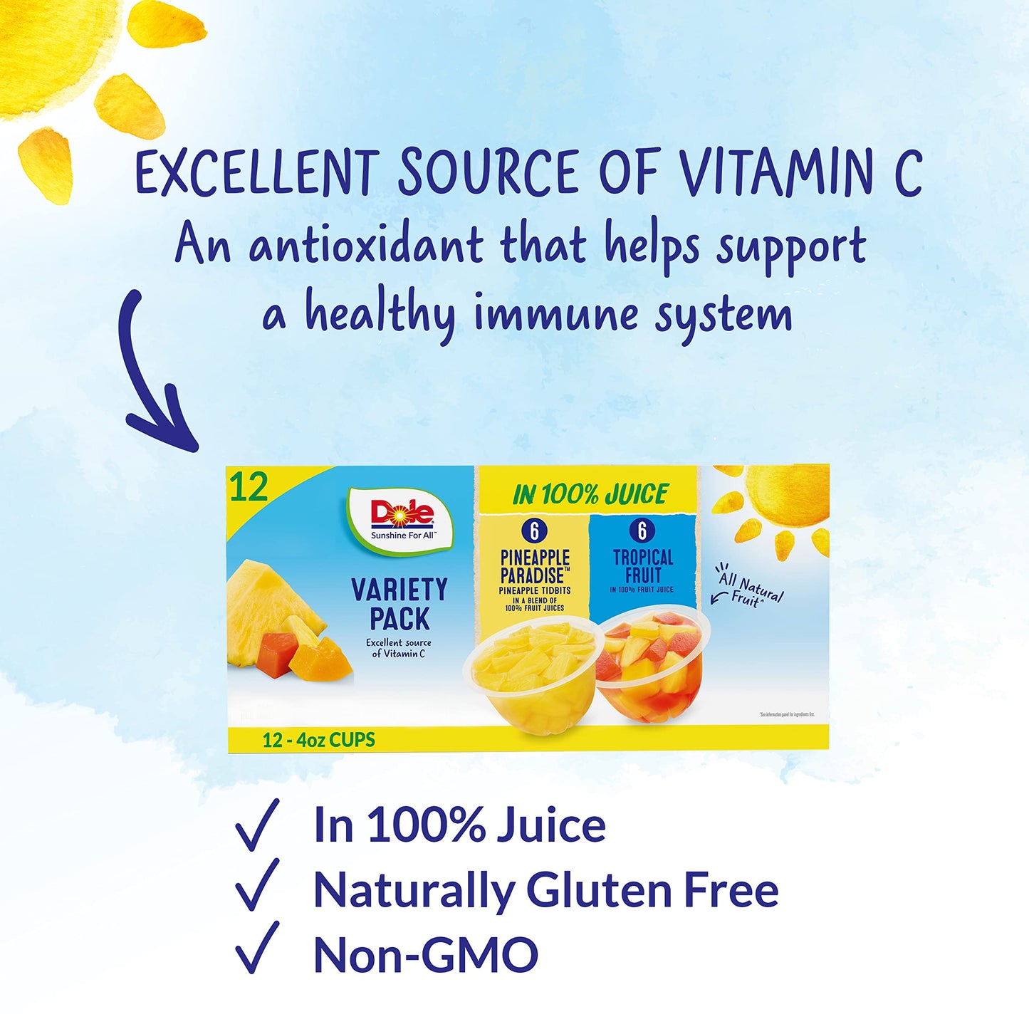 Dole Pineapple Tidbits And Tropical Fruit In 100% Juice Variety Pack - Dole Fruit Bowls Snacks - 4 Oz Bowls - 12 Pack
