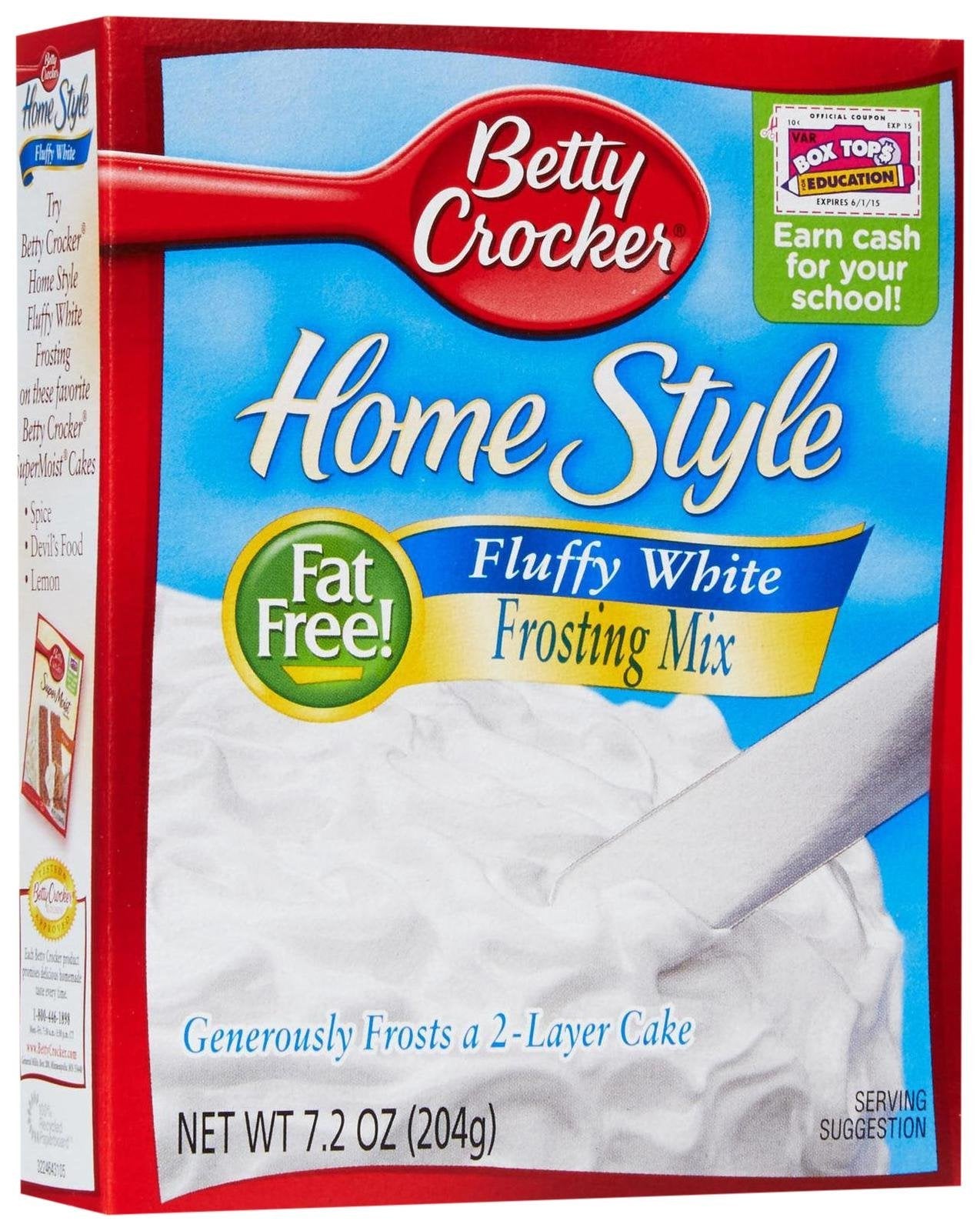Betty Crocker White Fluffy Box Frosting, 7.2 oz, Model 1600046430, Ideal for Baking and Decorating