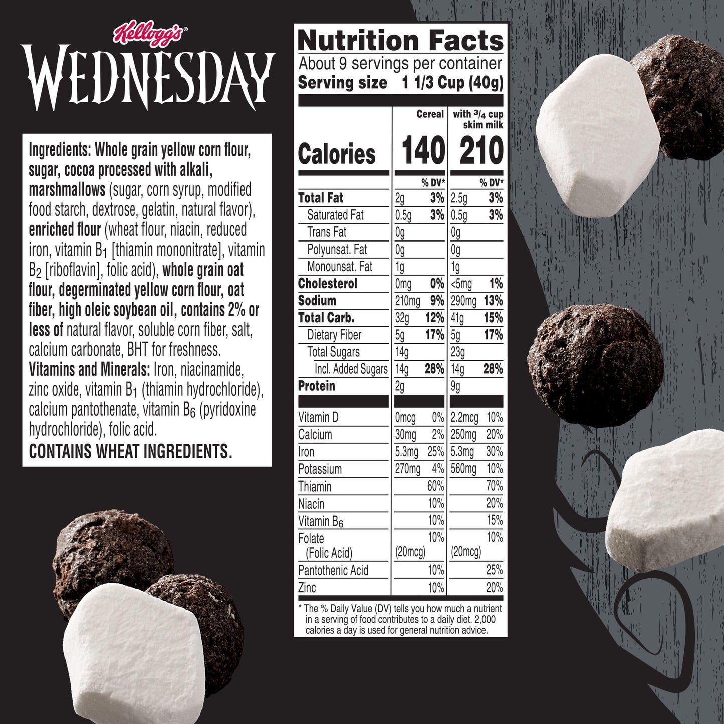 Kelloggs Wednesday Breakfast Cereal  Kids Cereal  Breakfast Food  Cookies and Creme  12oz Box (1 Box)