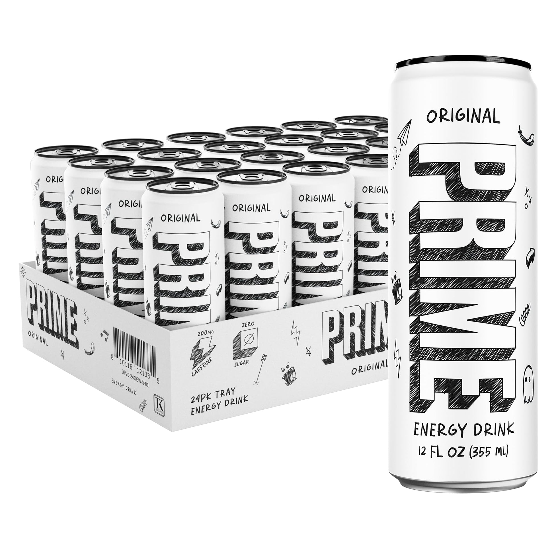 Prime Energy Original, Zero Sugar Energy Drink, Preworkout Energy, 200Mg Caffeine With 355Mg Of Electrolytes And Coconut Water For Hydration| Vegan, Gluten Free, 12 Fluid Ounce |24 Pack