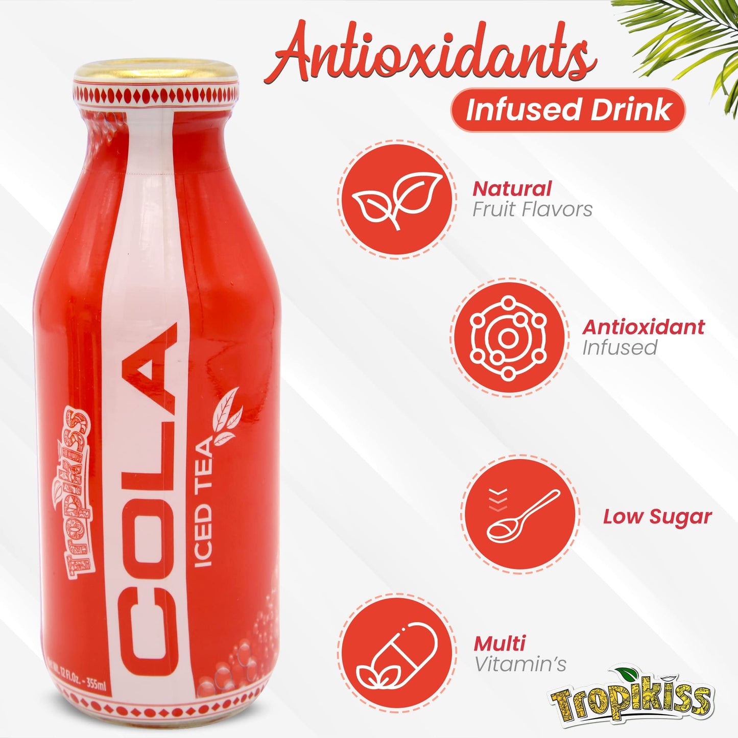 Tropikiss 12-Pack Cola Iced Tea - Antioxidant-Rich Refreshing Drink | Natural Bottled Ice Tea | Healthy & Flavorful Beverage