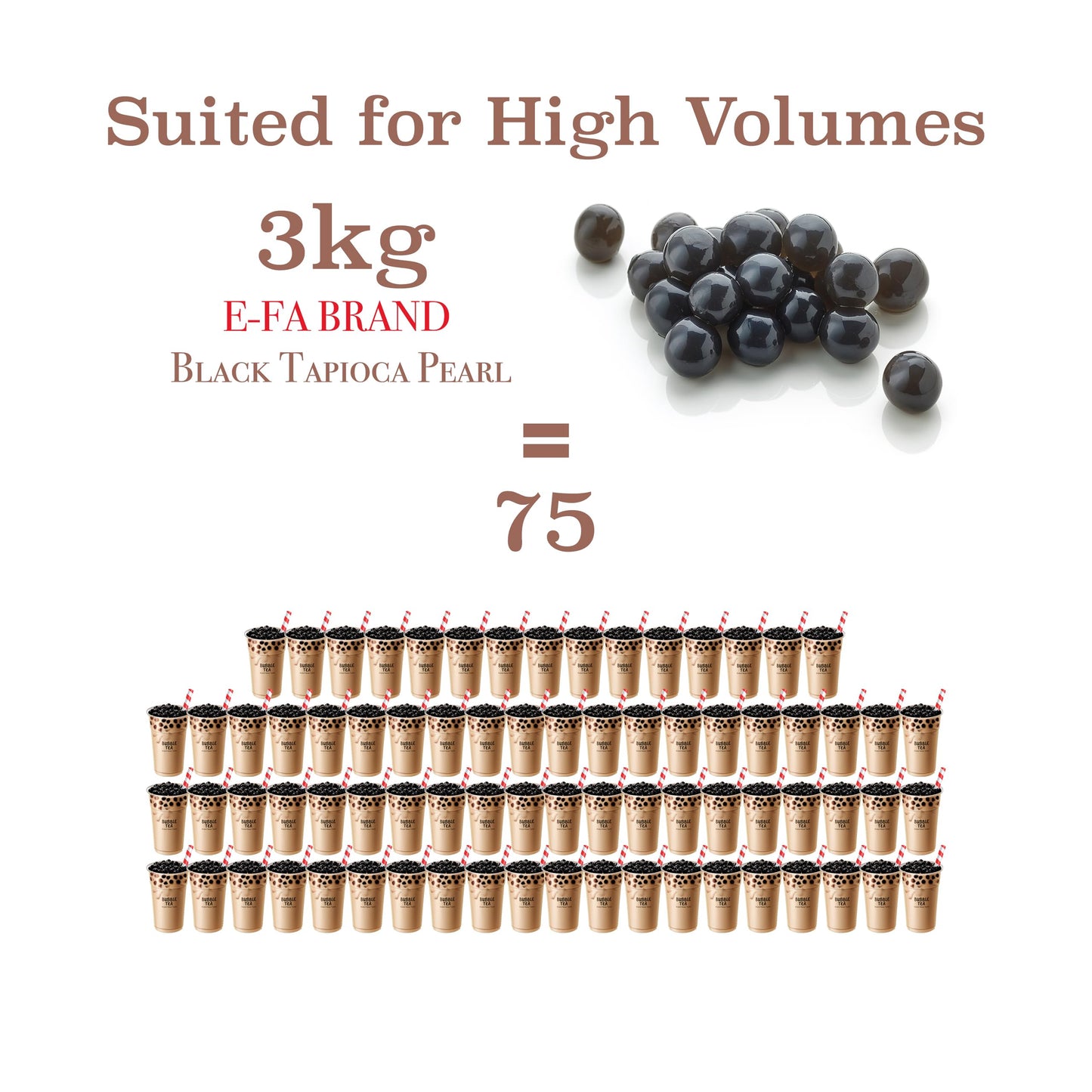 E-Fa Brand E8 Bubble Tea Black Tapioca Pearl 6.6 Lb (Pack Of 6)