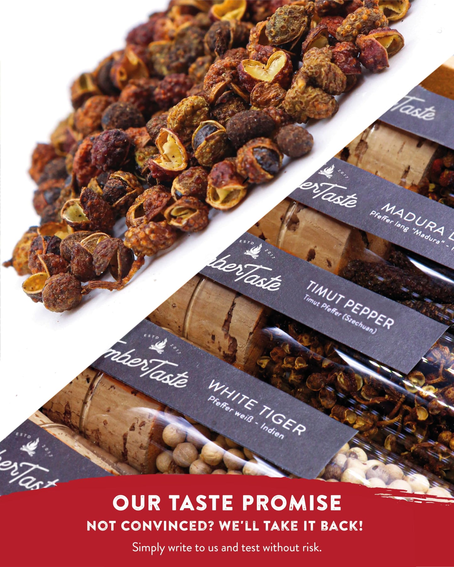 Pepper Gift Set – 5 Exotic Spices World S – Mens Stocking Stuffers For Men, Gift Sets For Dad, Gourmet Food Christmas Box For Him, Present Basket - Timber Taste®