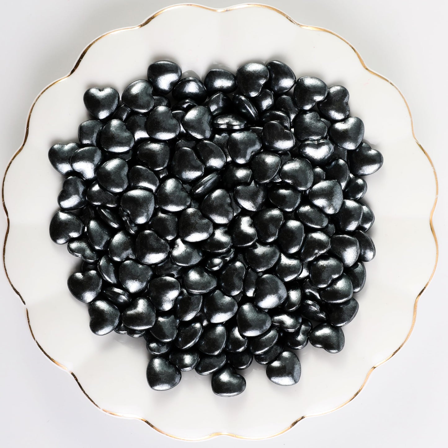 Kasvan Black Heart Shapes Sprinkles - Edible Candy Pearls 130G/4.58 Oz, Mix Size, Baking Cake Decorations, Ice Cream Toppings An