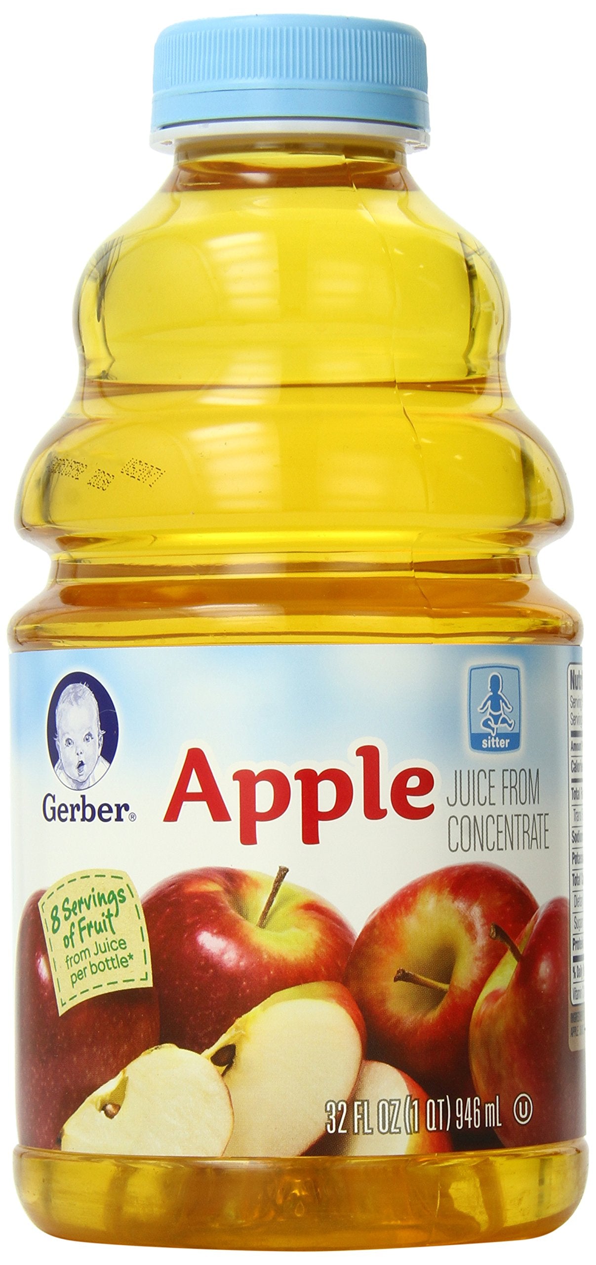 Gerber Juice, Apple Juice From Concentrate, 32 Fl Oz Bottle (Pack Of 6)