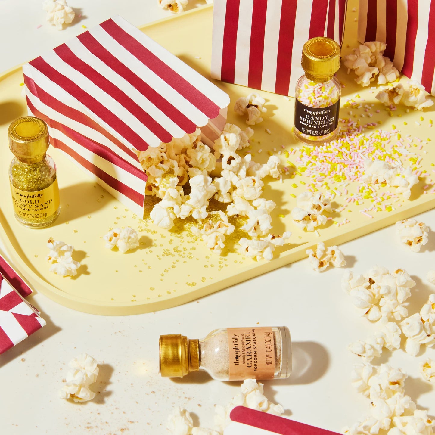Thoughtfully, Movie Night Popcorn Gift Set with Seasonings, Toppings & Popper - Includes Eat What You Watch Cookbook, Popcorn Ke