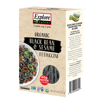 Explore Cuisine Organic Black Bean & Sesame Fettuccine (6 Pack) - 8 Oz - High Protein, Gluten Free Pasta - Usda Certified Organi