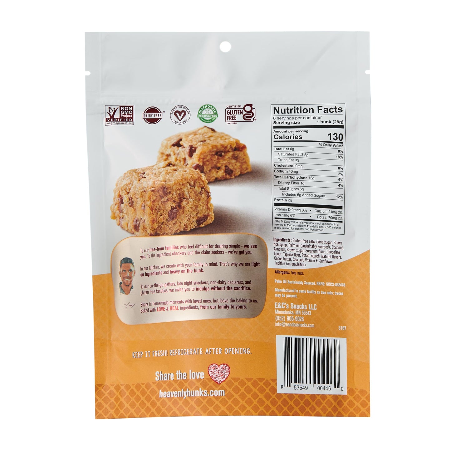 Heavenly Hunks Almond Butter Chocolate Chip - 6Oz Bag