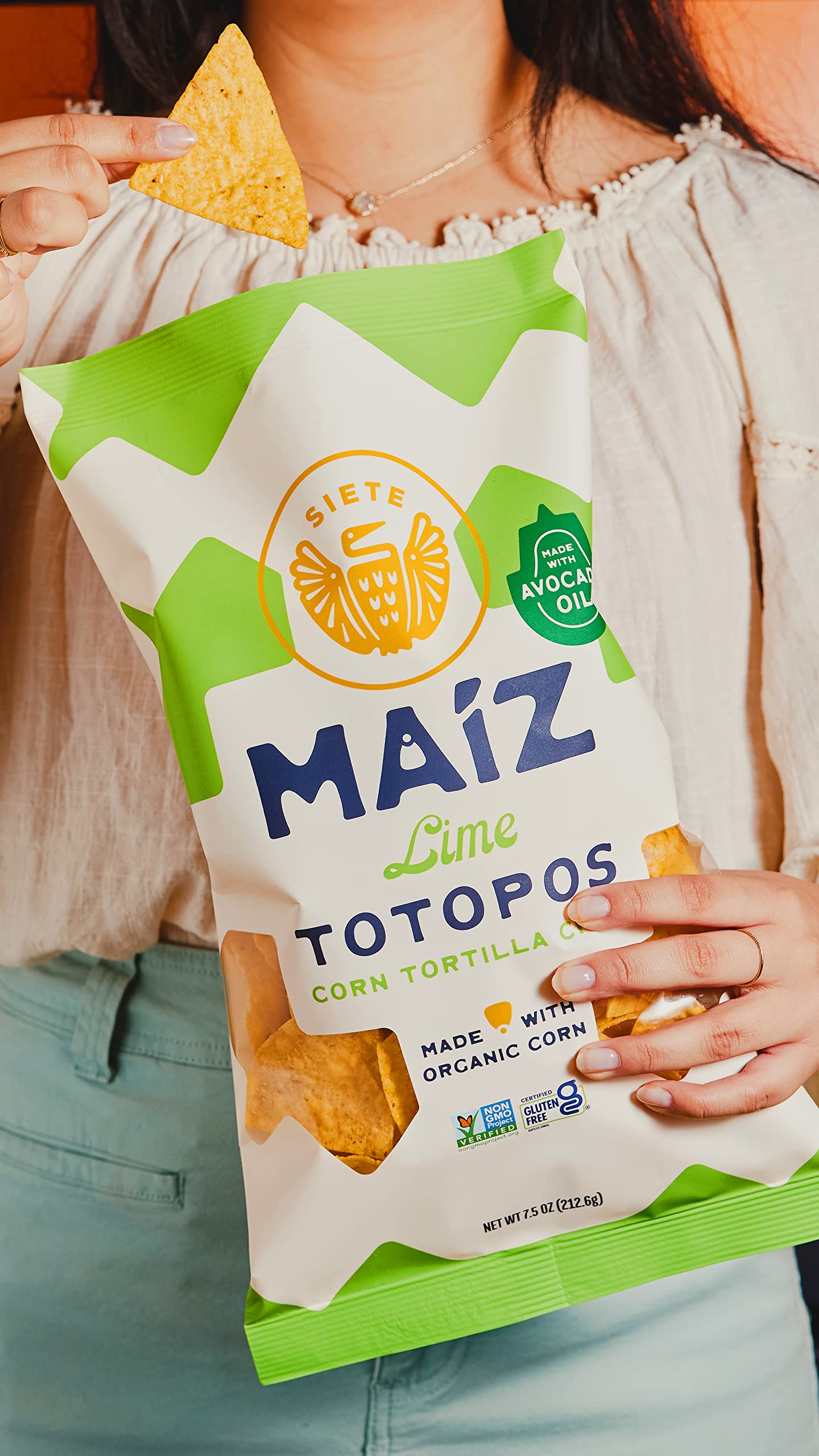 Siete Maiz Totopos Corn Tortilla Chips | Lime | Gluten Free | Vegan Snacks | Non Gmo & Organic Corn Chip | Made With Avocado Oil