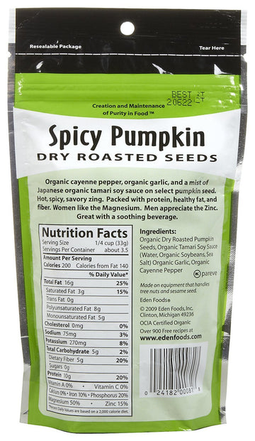 Eden Organic Spicy Pumpkin Seeds, 4 Oz