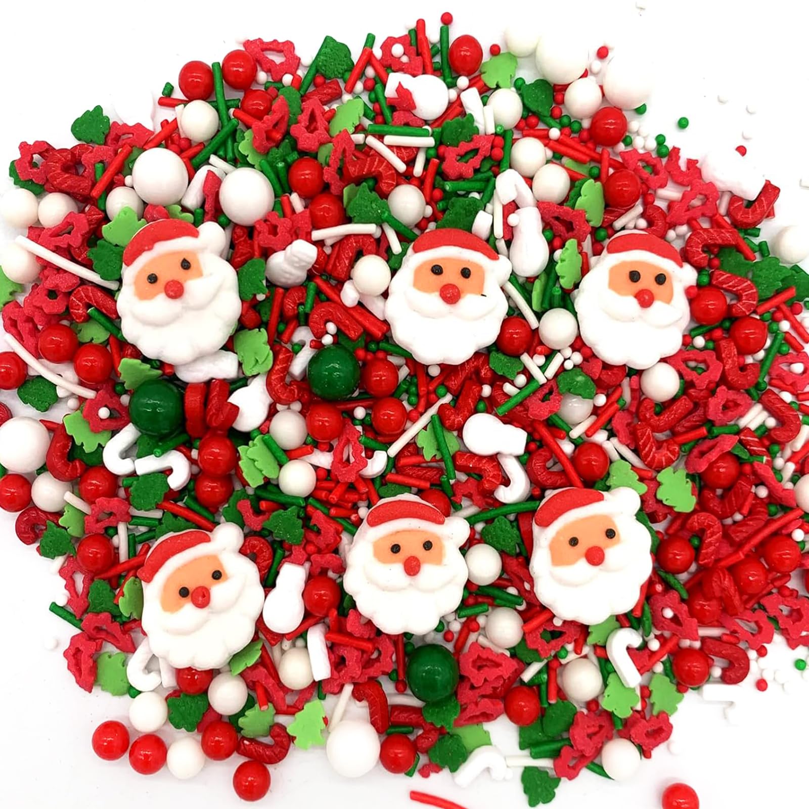 Christmas Tree Santa Claus Sprinkles 7Oz Candy Sugar Sprinkle Red And Green Sprinkles Cake Decorations Cupcake Toppers Cookie De
