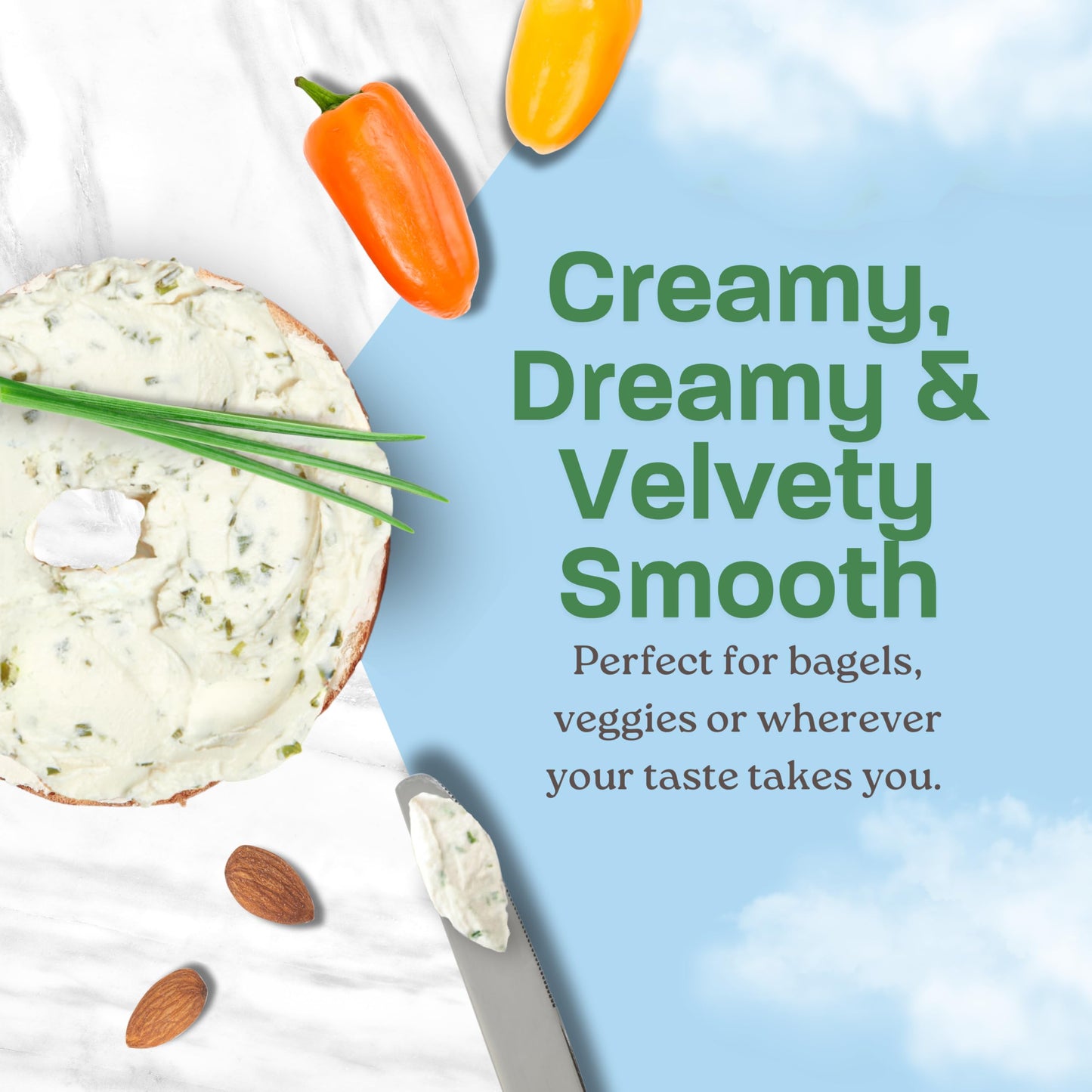 Kite Hill Chive Almond Milk Cream Cheese Style Spread, 8 Ounces, Dairy Free, Whole 30 Approved, Gluten Free, Non-GMO, Vegan