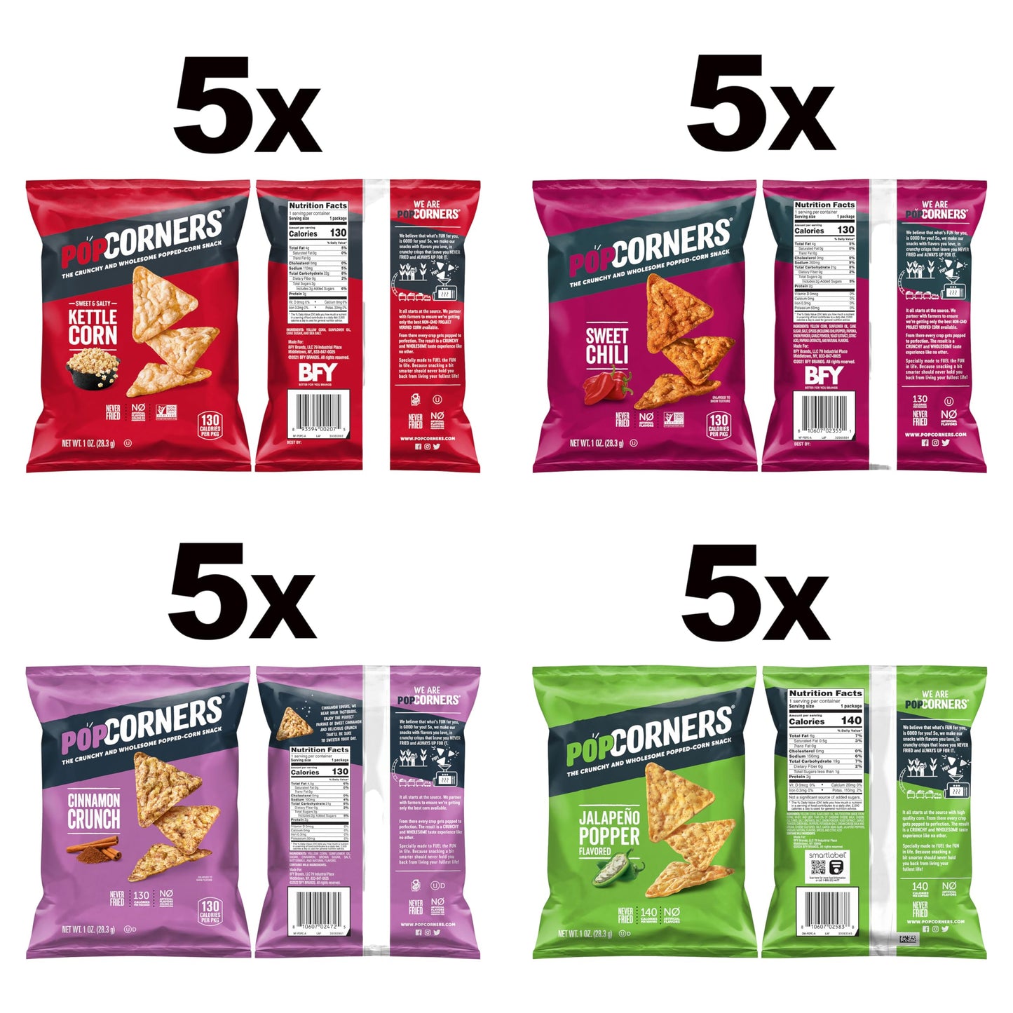 PopCorners Popped Corn Snacks, Sweet Heat Variety Pack, Gluten Free, 1 Oz (Pack of 20)