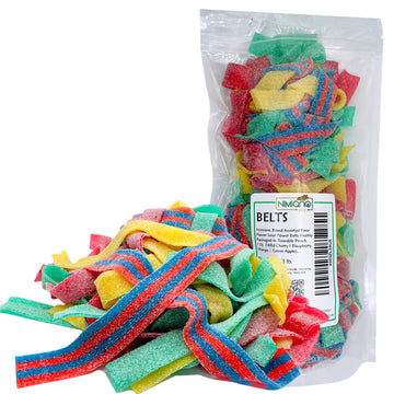 Dorval Assorted Four Flavor Sour Power Belts Gummi Candies | Wild Cherry, Blazpberry, Mango & Green Apple | Vegan, Non-Gmo, Gela