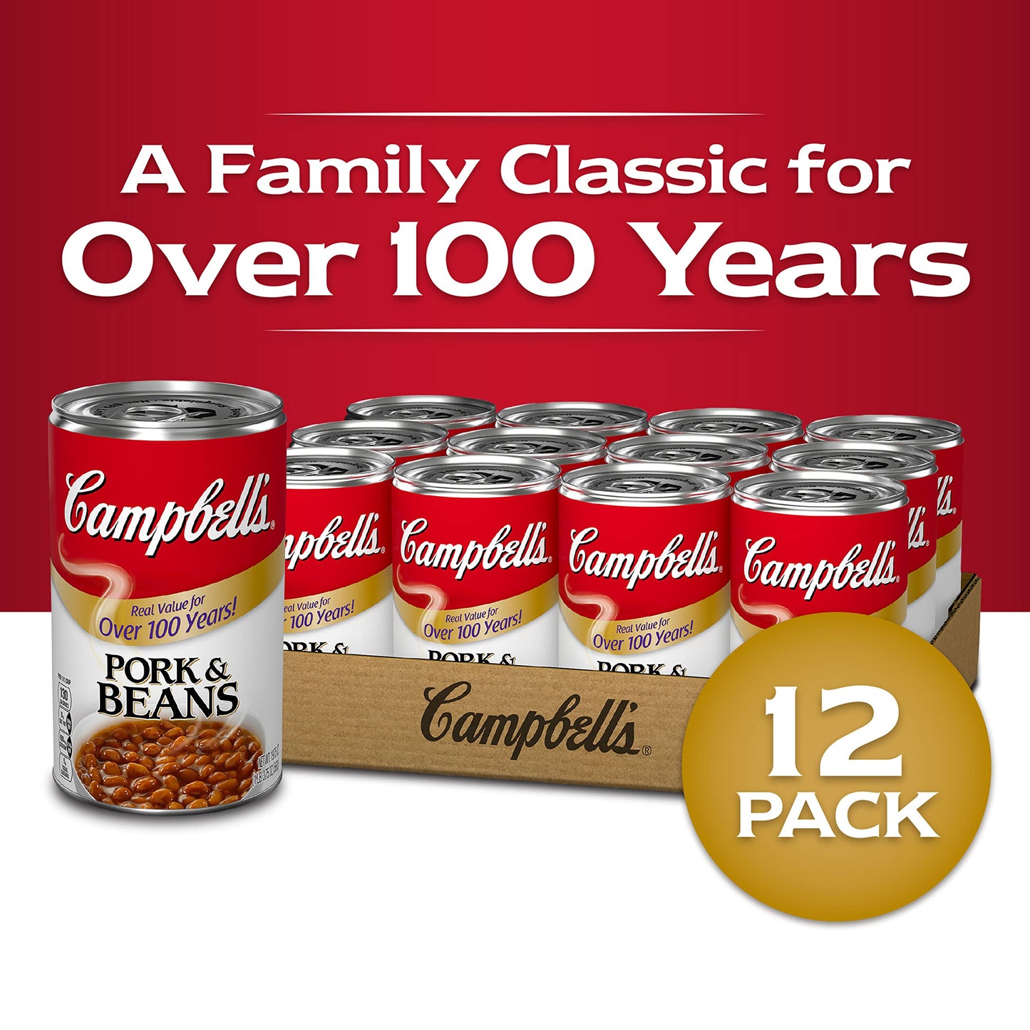 Campbell'S Canned Beans, Pork And Beans, 19.75 Oz. Can (Pack Of 12)