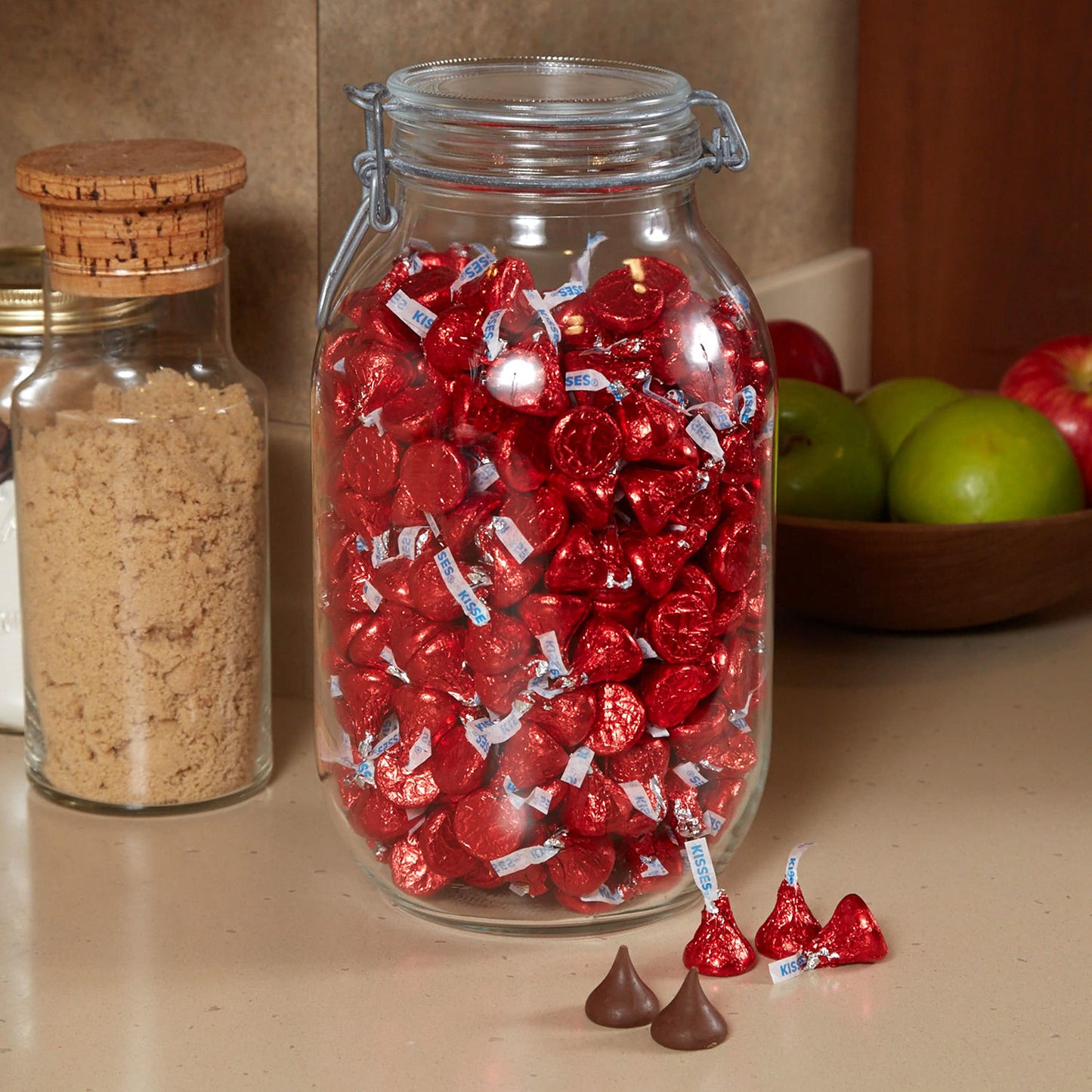 HERSHEYS KISSES Milk Chocolate Candy Bulk Bag, 60 oz - Red