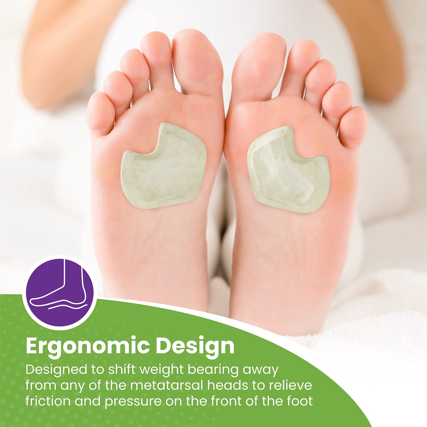 Premium Dancers Pads For Ball Of Feet Pain - Sesamoiditis Pads - 1/4'' Thick Adhesive Skived Felt - 12 Pieces - Right Foot