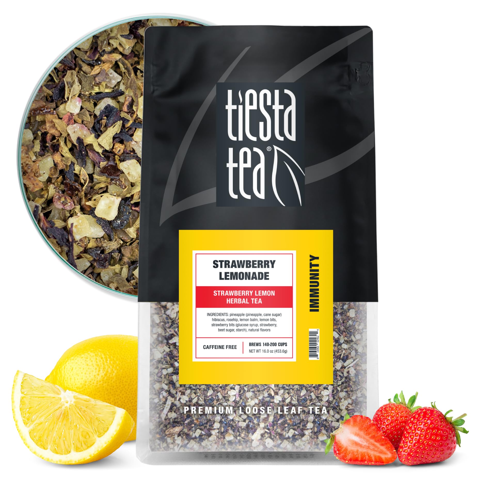 Tiesta Tea Strawberry Lemonade Herbal Tea - Premium Loose Leaf, Non-Caffeinated, Bulk Pouch - 200 Cups, Model 34111
