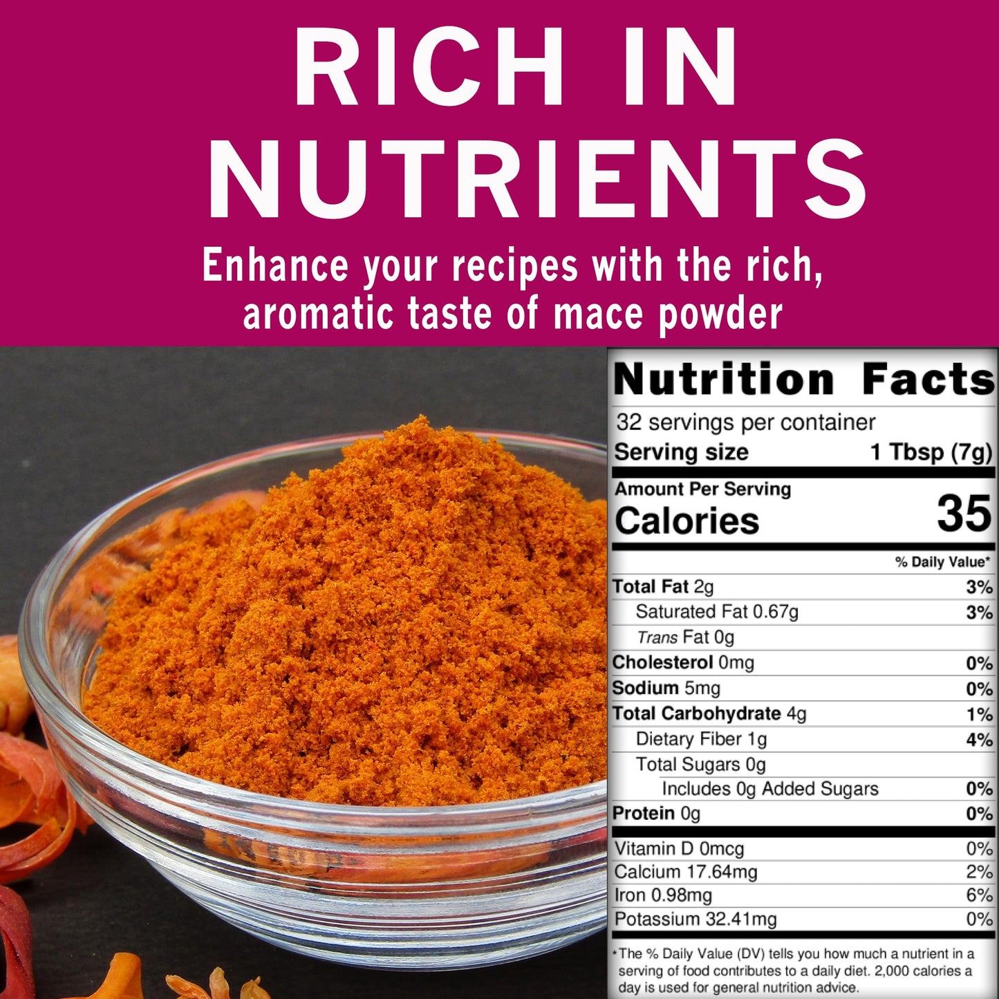 Spices Village Mace Spice, 8 Oz, Aromatic Mace Powder, Kosher, Gluten-Free, Non Gmo