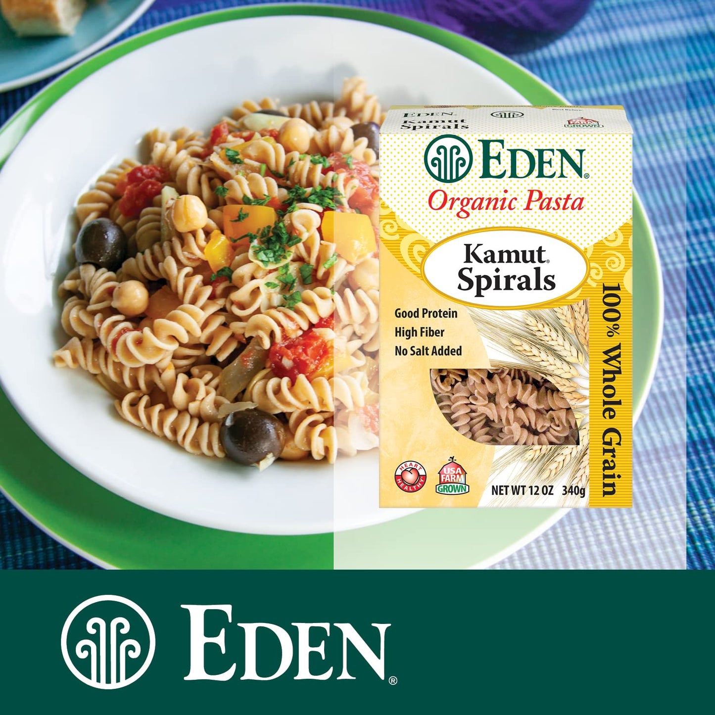 Eden Organic Kamut Spirals, Fusilli, 100% Whole Grain, 12-Ounce (2)