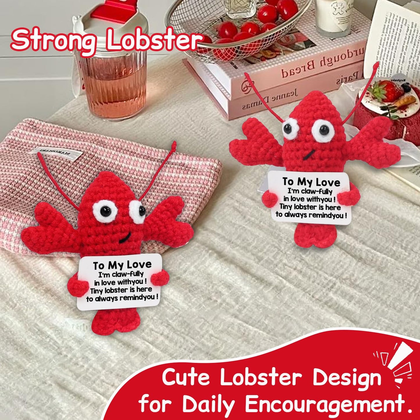 Royid Crochet Lobster Gift for Him/Her, Red, Polyester, Perfect for Birthdays and Anniversaries