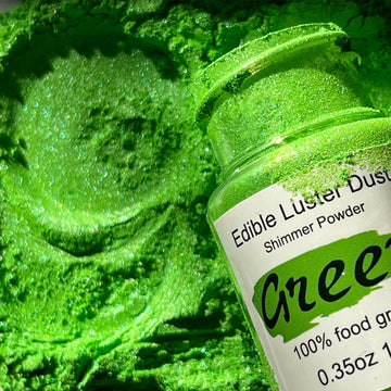 Green Luster Dust Edible Glitter For Cakes Cocktails - 10G Colaele Edible Shimmering Dust For Chocolates, Metallic Food Coloring