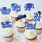 Ttdq 40Pcs Blue Graduation Cupcake Toppers 2024 Graduation Decorations Class Of 2024 Cupcake Toppers 2024 Congrats Grad Cap Cupc