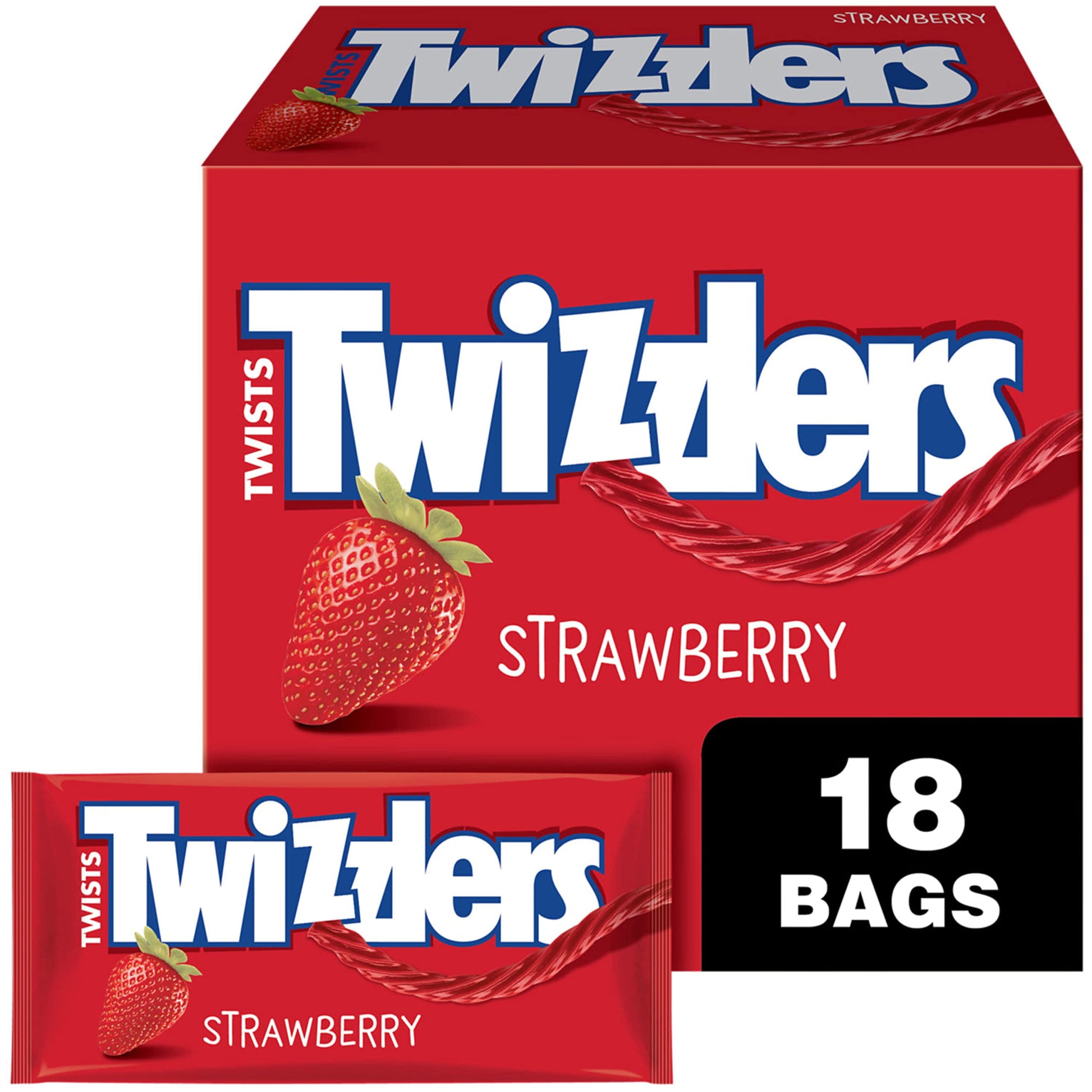 Twizzlers Twists Strawberry Flavored Licorice Style, Candy Packs, 2.5 Oz (18 Count)