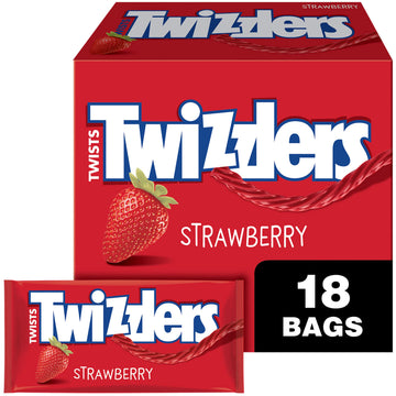 Twizzlers Twists Strawberry Flavored Licorice Style, Candy Packs, 2.5 Oz (18 Count)