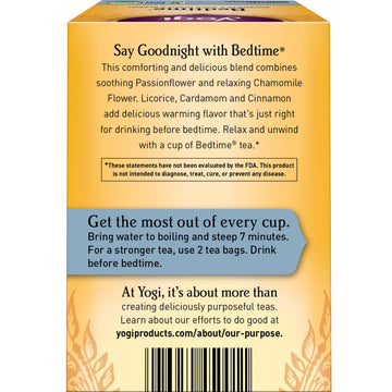 Yogi Tea Bedtime Tea - 16 Tea Bags Per Pack (4 Packs) - Chamomile & Passionflower Herbal Tea Blend - Tea To Support A Good Night