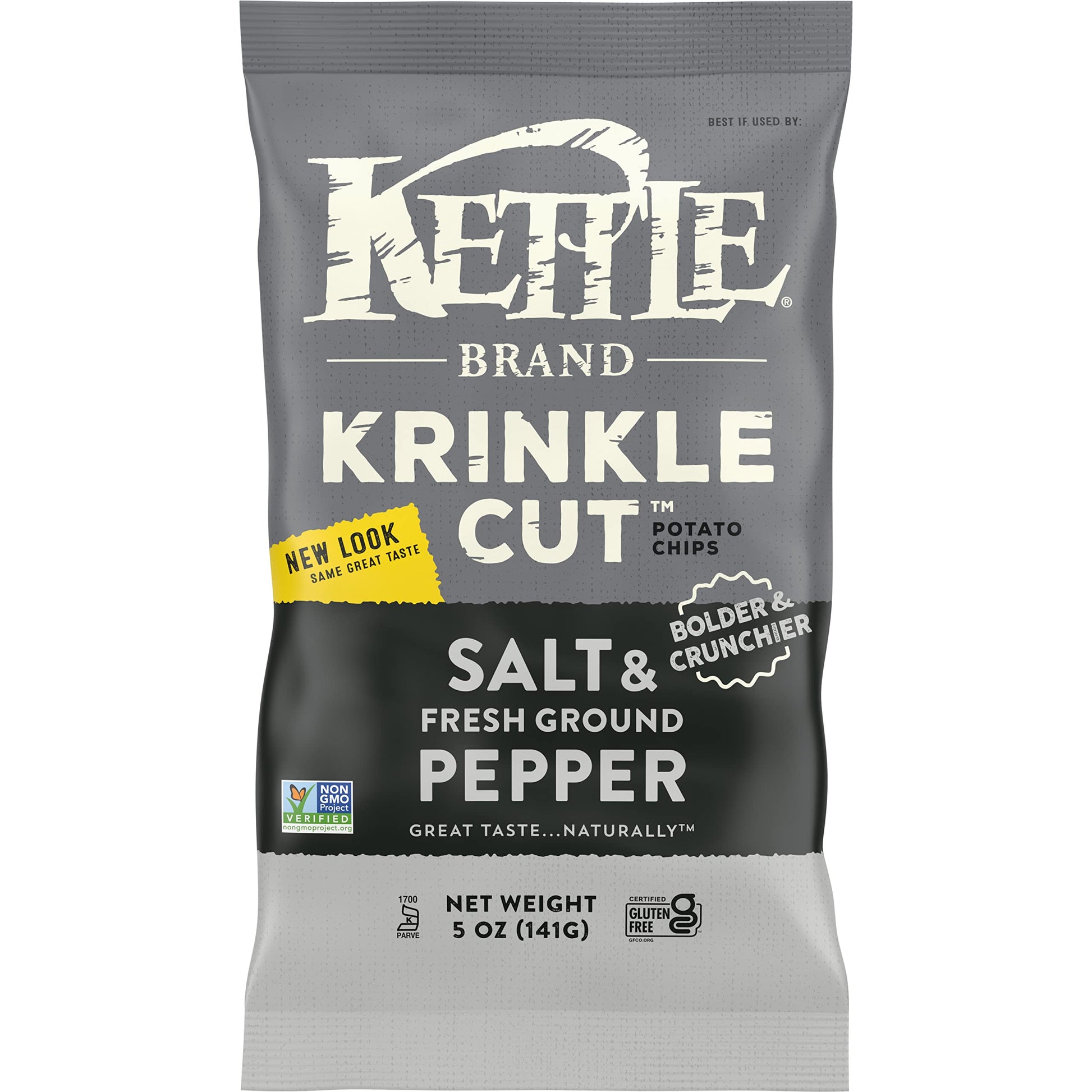 Kettle Foods Potato Chips Krinkle Salt & Fresh Ground Pepper, 5 Oz