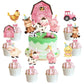 Pink Farm Animal Cake Decoration Farm Animal Cake Topper For Girls Farm Animal Theme Birthday Party Cupcake Topper Cow Cake Deco