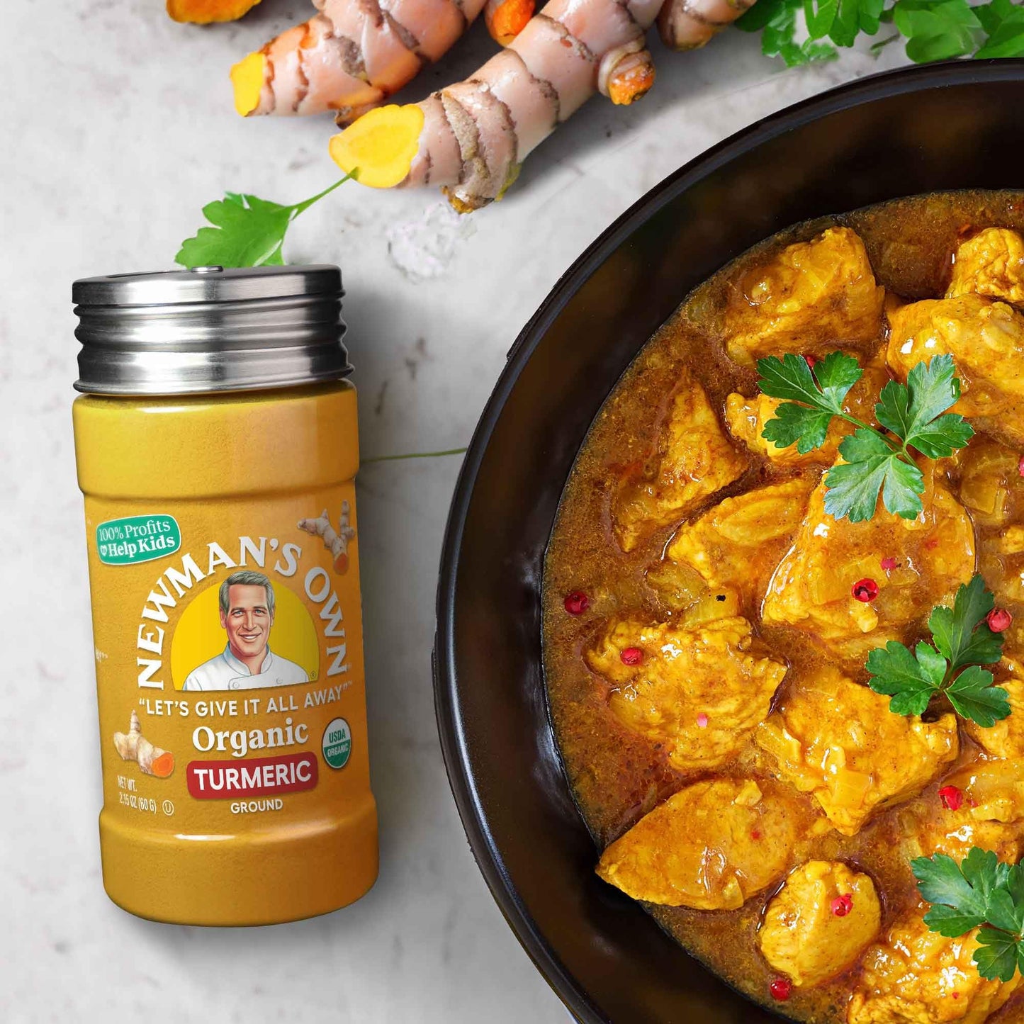 Newman's Own Organic Ground Turmeric; Golden Hue to Curries, Rice, Smoothies, USDA Organic Certified, Non-GMO, Kosher Certified,