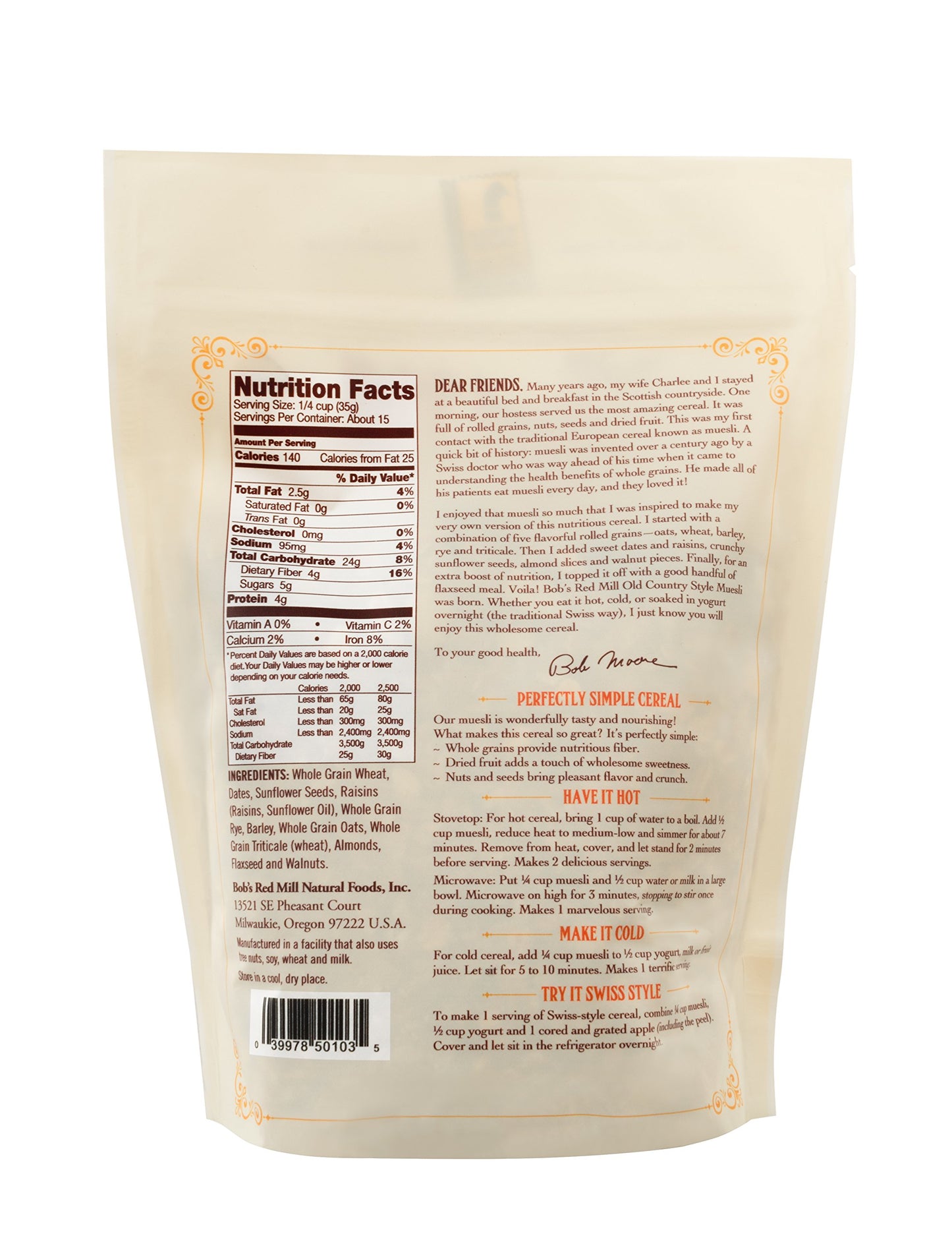 Bob's Red Mill Old Country Style Muesli Cereal, 18-ounce (Package May Vary)