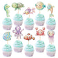 Ercadio 20Pcs Ocean Animal Cupcake Toppers Under The Sea Turtles Octopus Cupcake Picks Seahorse Coral Cake Decorations For Under