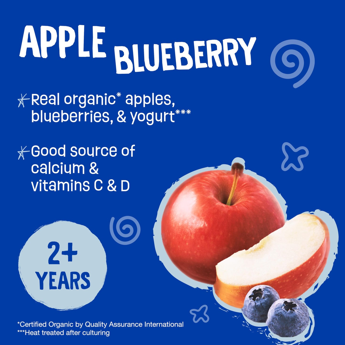 Earths Best Organic Yogurt Smoothie Pouches, 24+ Months, Fruit Yogurt Smoothie For Toddlers 24 Months And Up, Apple Blueberry, 4.2 Ounce Resealable Pouch (Pack Of 12)