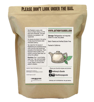 Anthony'S Organic Red Raspberry Leaves, 1 Lb, Cut & Sifted, Gluten Free, Non Gmo, Non Irradiated, Keto Friendly