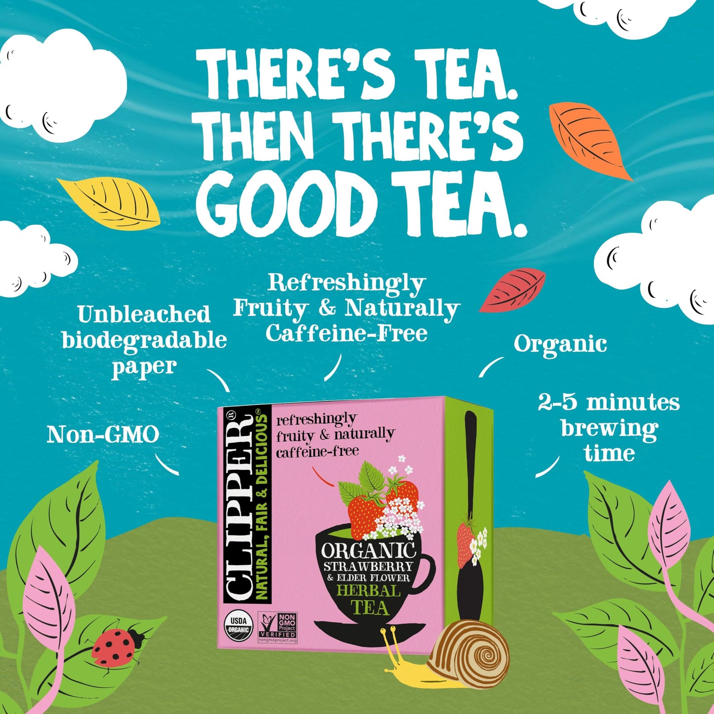Clipper Tea Strawberry & Elderflower Herbal Tea – Caffeine Free, Usda Organic, Great Hot Or Iced – Refreshingly Fruity, Natural, Fair & Delicious – 200 Tea Bags
