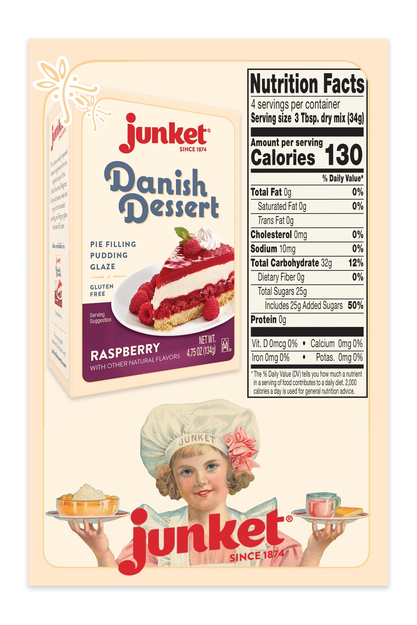 Junket Danish Dessert Raspberry, 4.75 Ounce (Pack Of 1) Pie Filling, Puddings And Glazes
