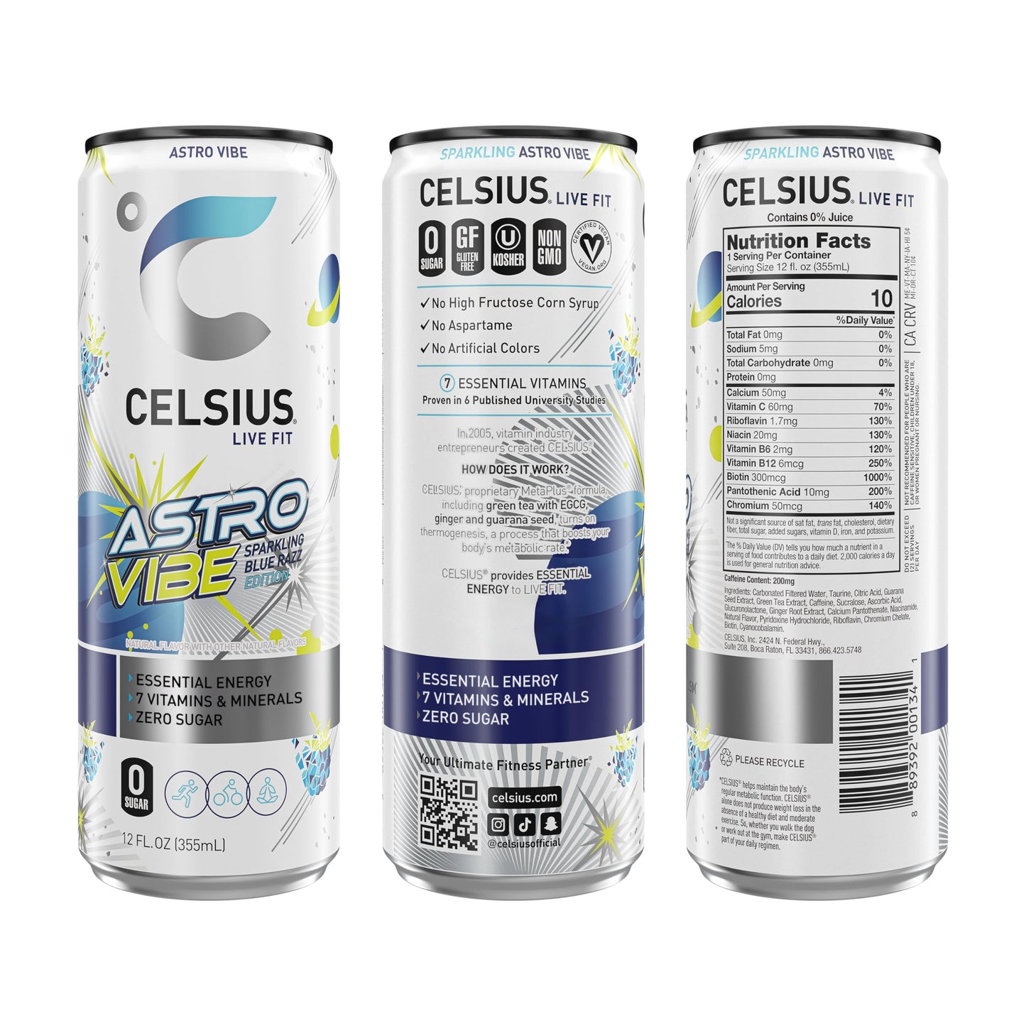 CELSIUS Sparkling Astro Vibe Energy Drink, 12 Fl Oz (Pack of 12) - Functional, Refreshing, Essential Energy Boost