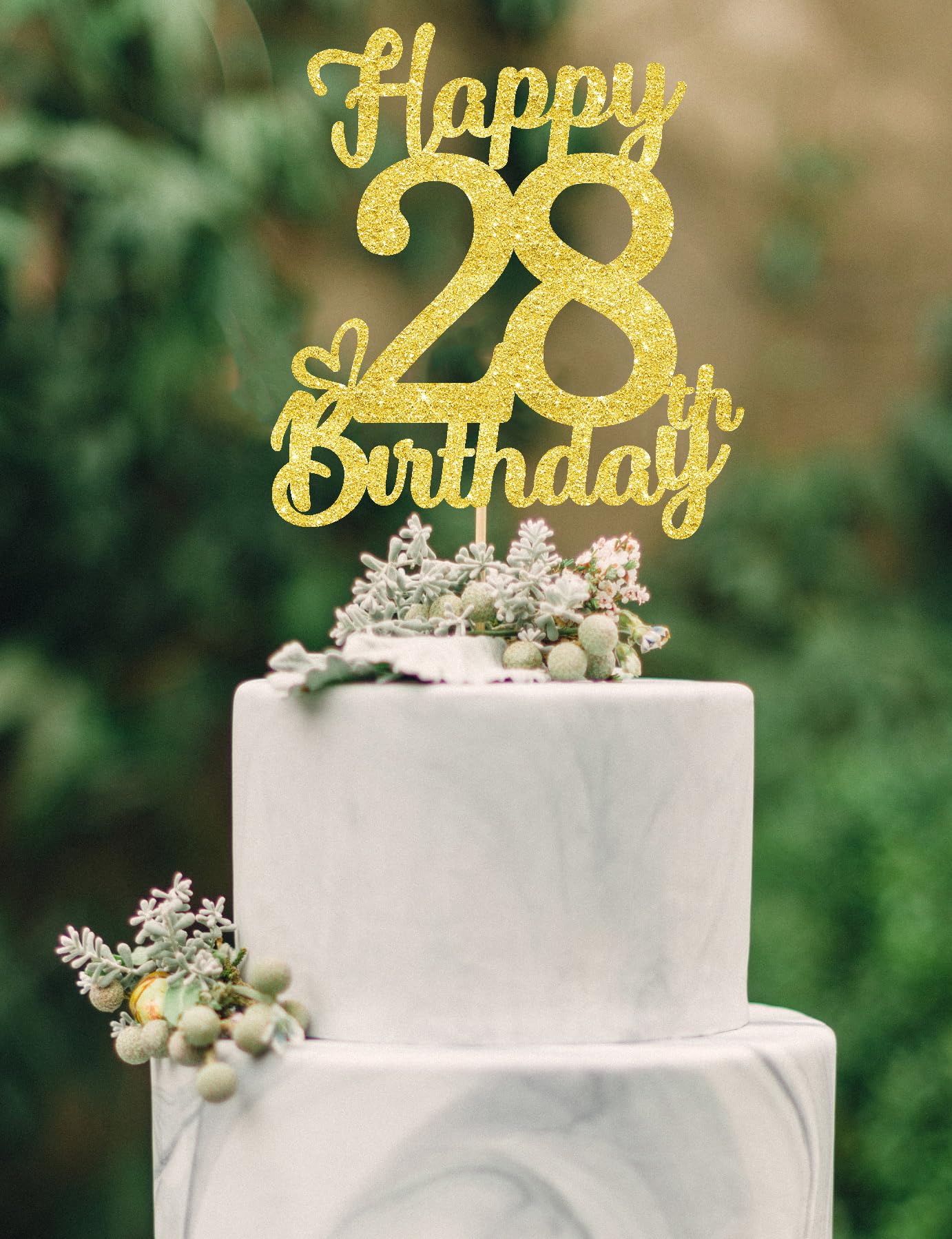 28 Birthday Cake Toppers-Gold Glitter, 28th Cake Topper for Men,28 Cake Topper For Women, 28th birthday decorations,28th Birthda