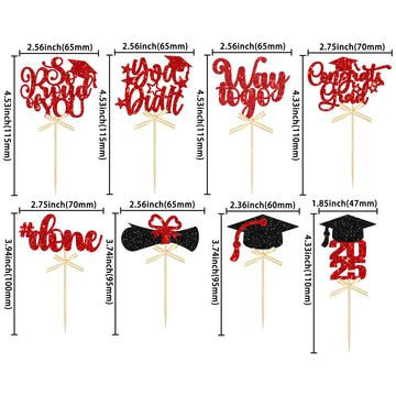 Gyufise 32Pcs 2025 Graduation Cupcake Toppers Glitter Class Of 2025 Graduation Cap Diploma Cupcake Picks Congrats Grad Cake Deco