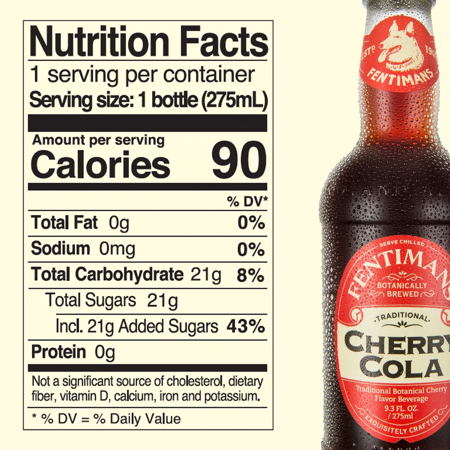 Fentimans Sparkling Cherry Cola - Cherry Soda, Craft Soda, Soft Drink With Natural Ingredients, No Artificial Colors, Flavors Or