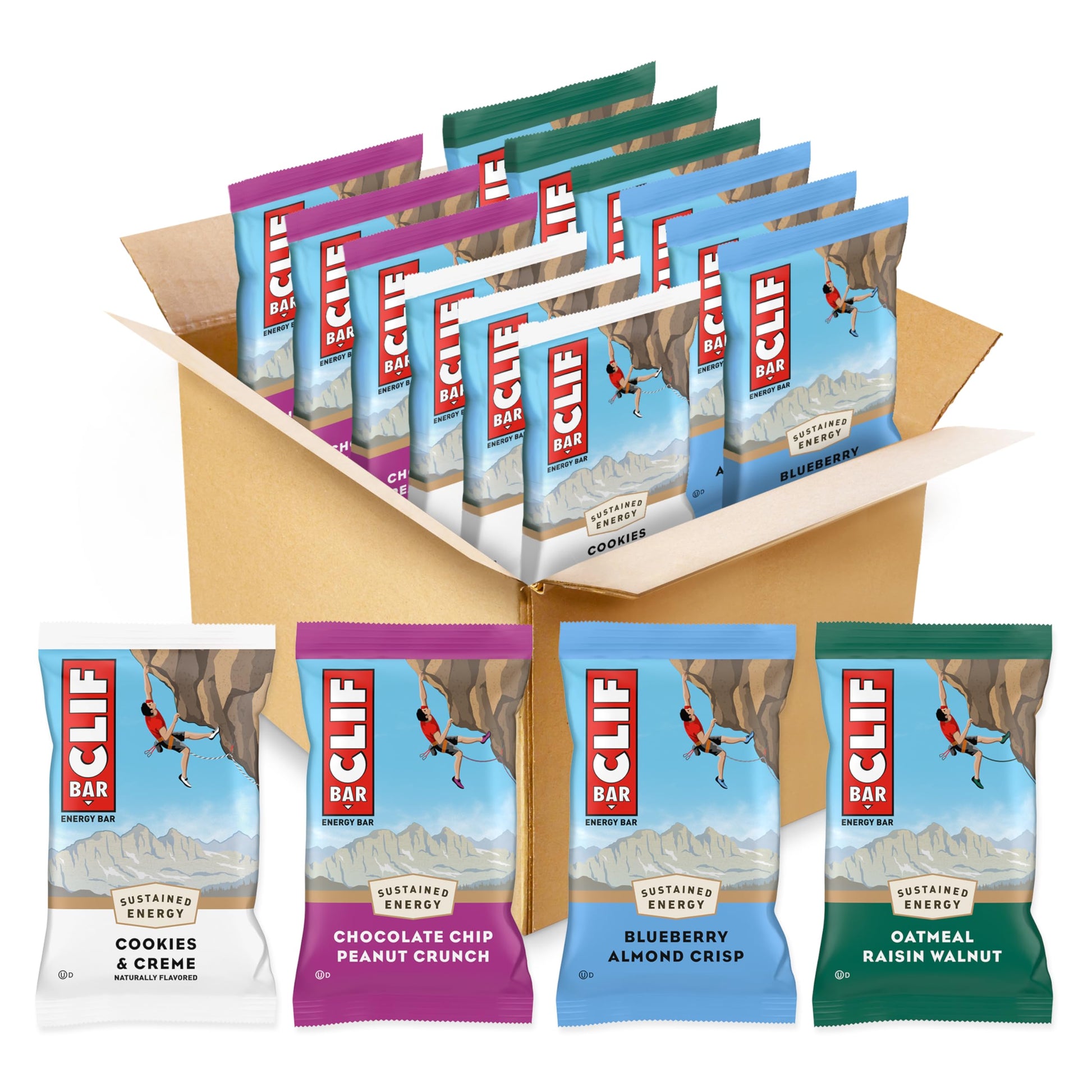 CLIF BAR - Energy Protein Bars - Variety Pack - 4 Flavors - Made with Organic Oats - Energy Bars - Non-GMO - (12 Pack)