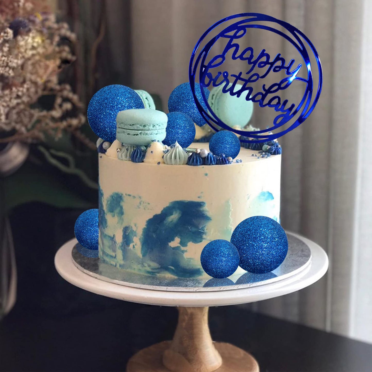 Colorful Balls Cake Topper Pearl Balls Cake Topper Happy Birthday Cake Insert Pick Diy Pile Up Insert For Wedding Birthday Party