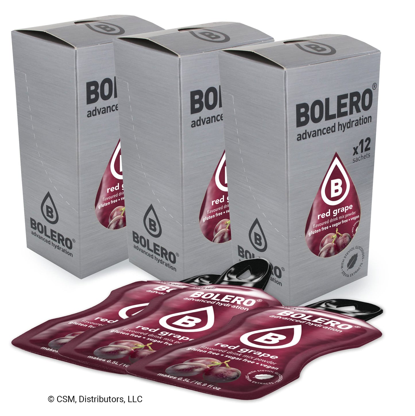 Bolero- Sugar Free Drink Mix Packets Red Grape Fruit Flavors | Powdered Flavored Water Packets | 36 Small Sachet On The Go Packe