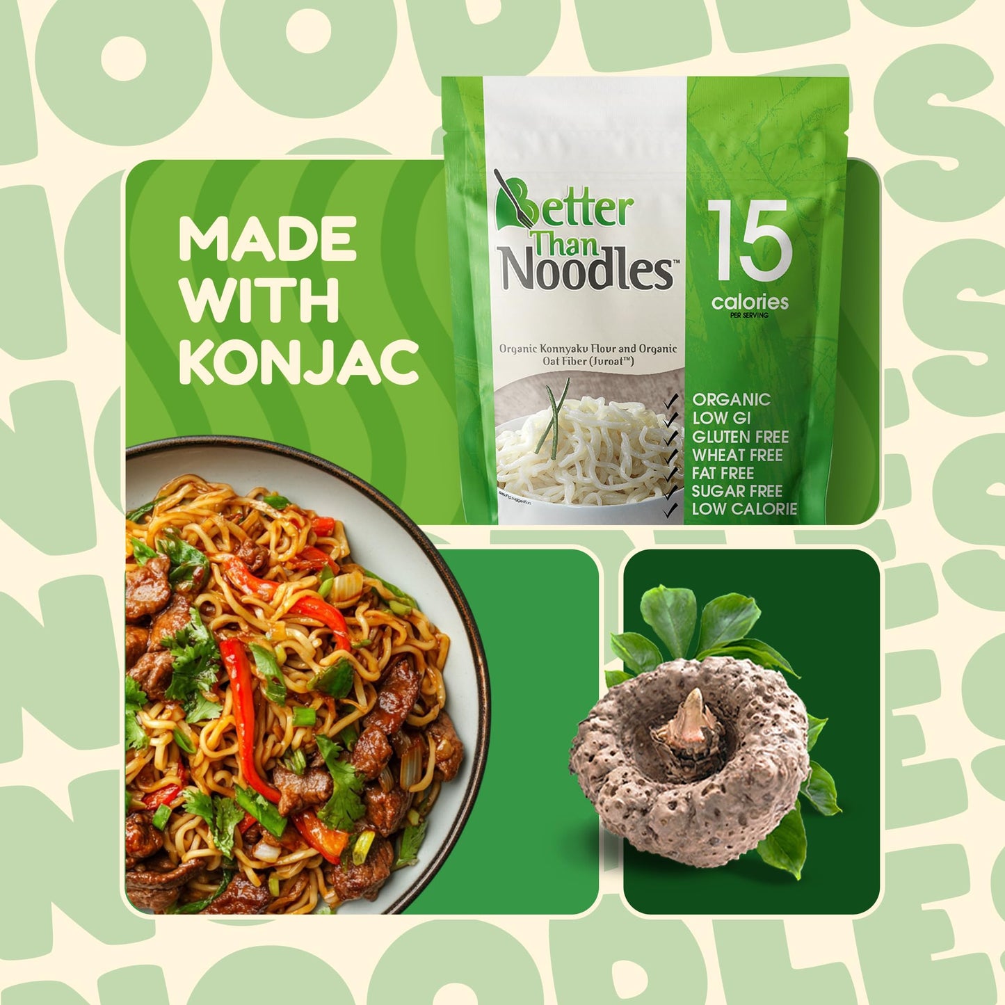 Better Than Noodles - USDA Organic Certified Shirataki Noodles, Low Carb, Keto-Friendly, Gluten-Free, No Odor, Instant Ready, Ko